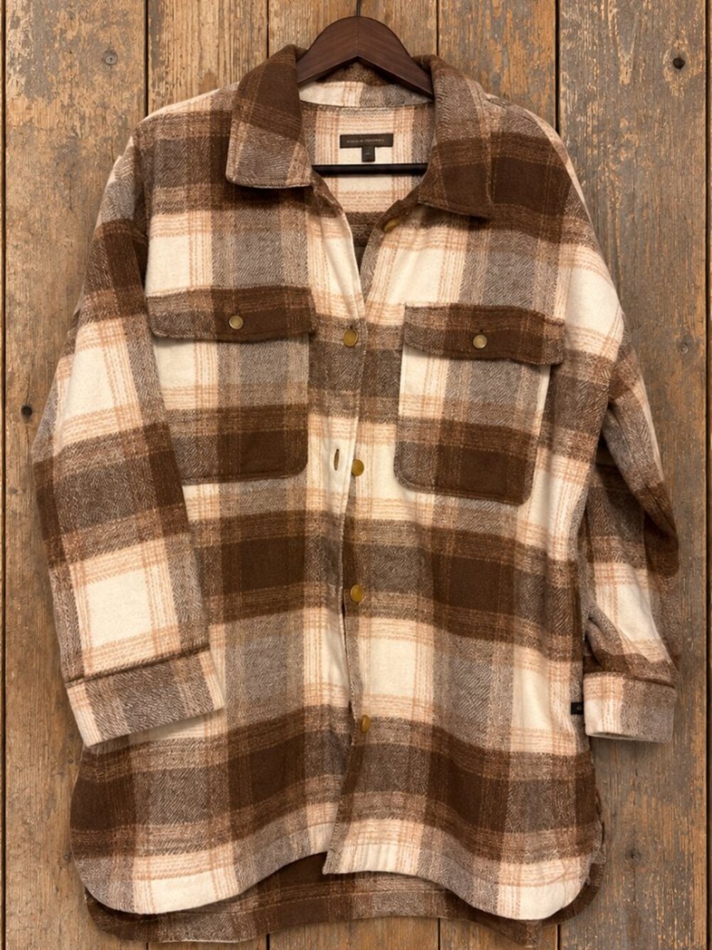 Banana Republic Brown & Cream Plaid Shacket | XL